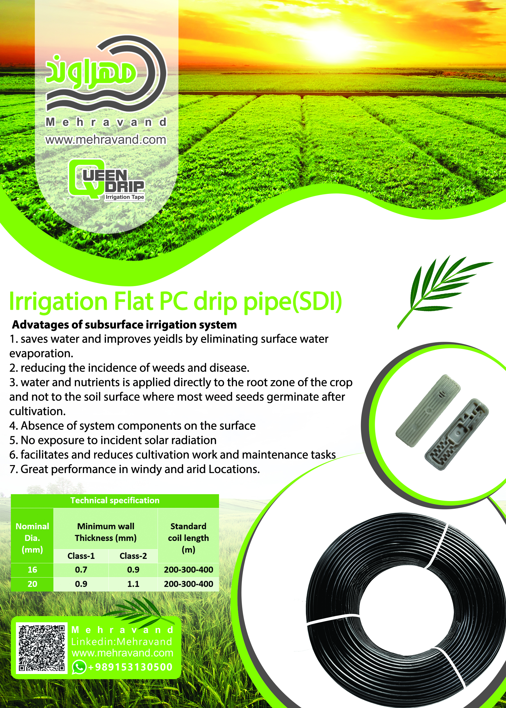 irrigation flat PC drip pipe (SDI)